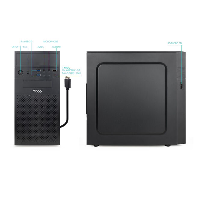 Caixa Micro-ATX Tooq ISOBOX ULTRA C/Fonte Alimenta&ccedil;&atilde;o 500W USB-C image number 1