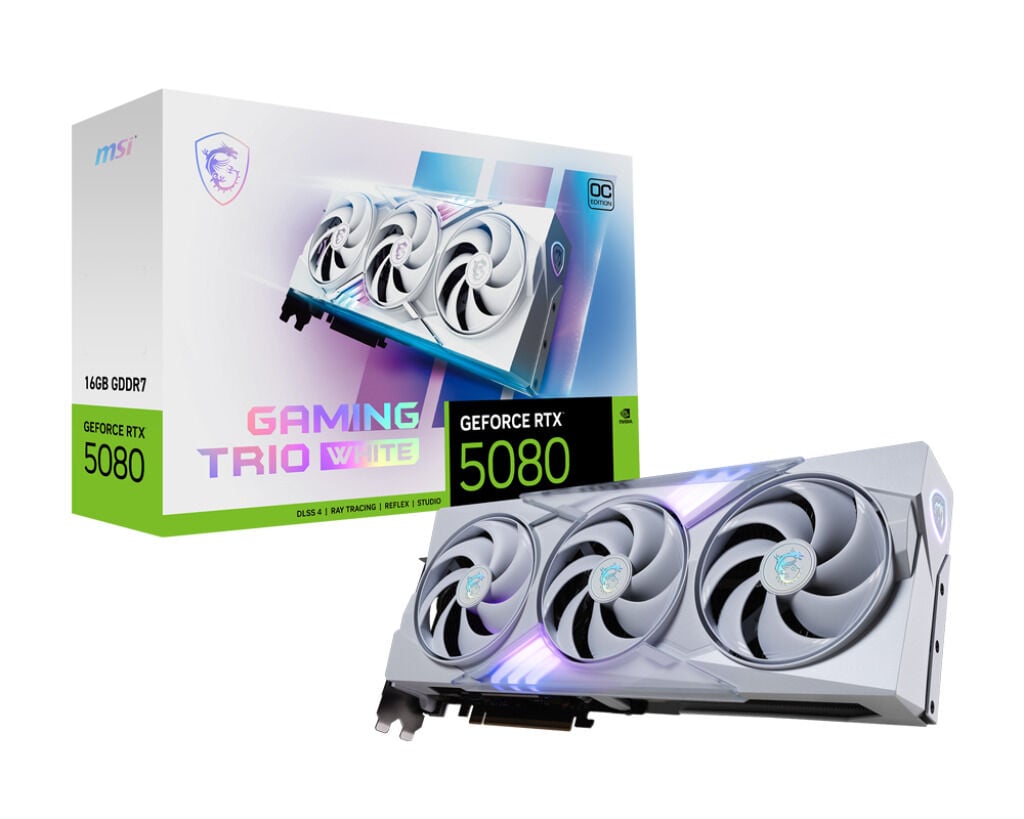 Gr&aacute;fica MSI GeForce&reg; RTX 5080 GAMING TRIO OC White 16GB GDDR7 DLSS4