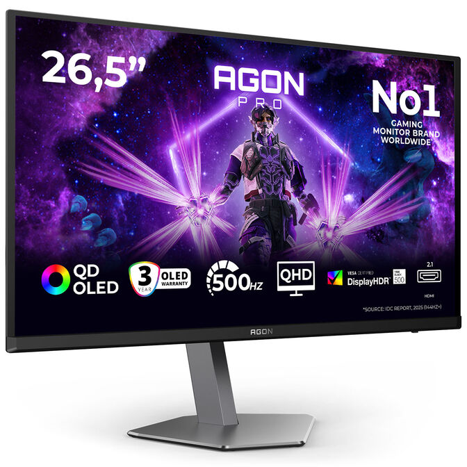 Monitor AGON by AOC PRO 27" AG276QKD2 QD-OLED QHD 500Hz 0.03ms Adaptive Sync HDR500 image number 1