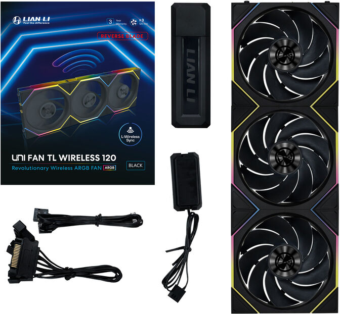 Ventoinha Lian Li UNI FAN TL120 RGB Wireless Reverse PWM Preto 120mm (Pack 3) image number 8