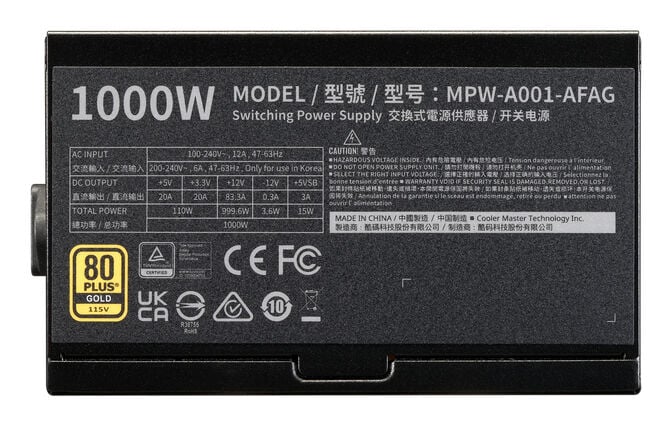 Fonte de Alimenta&ccedil;&atilde;o Cooler Master Elite Gold 1000W V3 80+ Gold ATX 3.1 PCIe Gen 5.1 image number 3