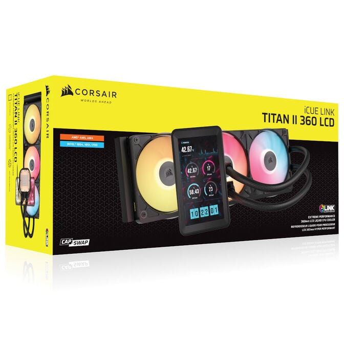 Water Cooler CPU Corsair iCUE LINK TITAN II 360 RX RGB LCD 360mm Preto image number 7