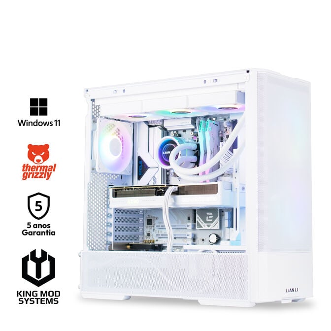 Computador King Mod Gamer-PC Ryzen 7 9800X3D 32GB DDR5 2TB RTX 5080 WiFi W11 - White Edition Bonus
