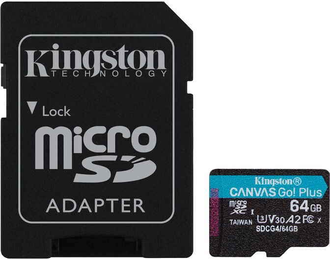 Cart&atilde;o Kingston Canvas Go! Plus Gen4 200MB/s MicroSDXC UHS-I U3 V30 A2 64GB image number 0