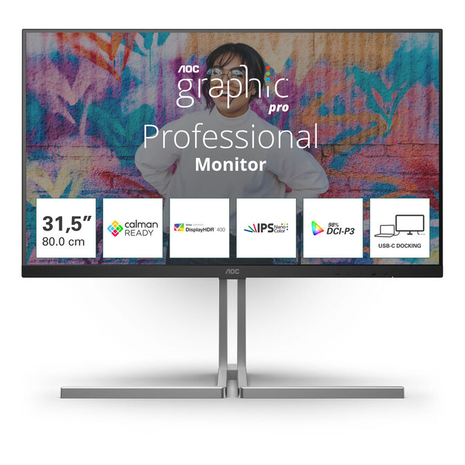 Monitor AOC Graphic Pro 32" U32U3CV Nano IPS 4K 60Hz USB-C (PD90W) DisplayHDR 400 image number 0