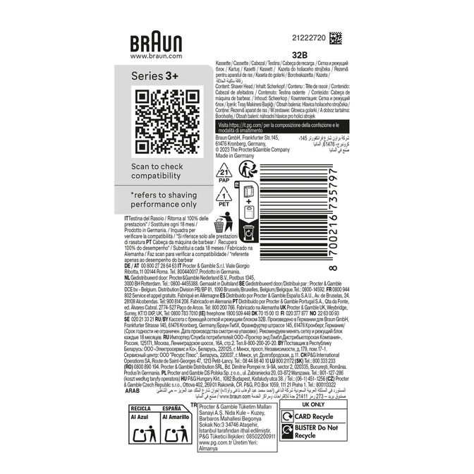 Cabe&ccedil;a de Substitui&ccedil;&atilde;o Braun Series 3 Kombipack 32B image number 1