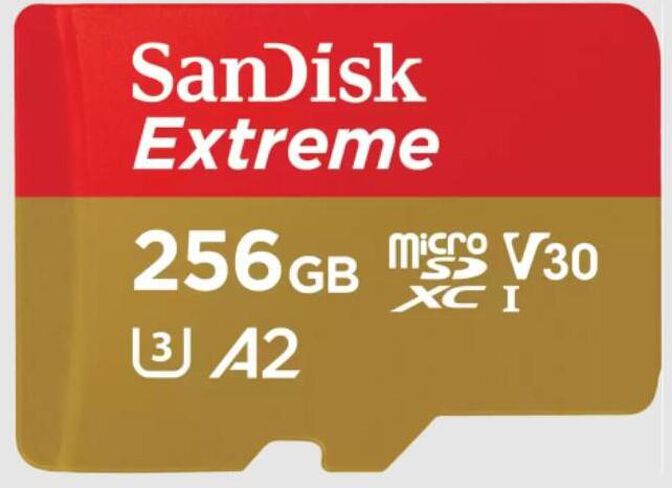 Cartão SanDisk Extreme MicroSDXC UHS-I C10 U3 V30 A2 256GB