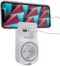 Carregador de Tomada Ewent USB 4 em 1 2.4A (12W) c/Shuko