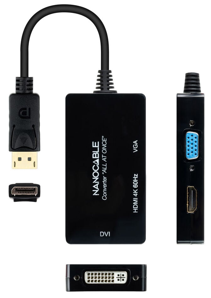 Adaptador Nanocable DisplayPort > HDMI / DVI / VGA 20 CM Preto image number 2