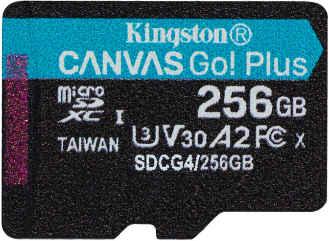Cart&atilde;o Kingston Canvas Go! Plus Gen4 200MB/s MicroSDXC UHS-I U3 V30 A2 256GB image number 1