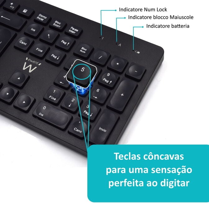Teclado + Rato Ewent Wireless PT Black image number 1