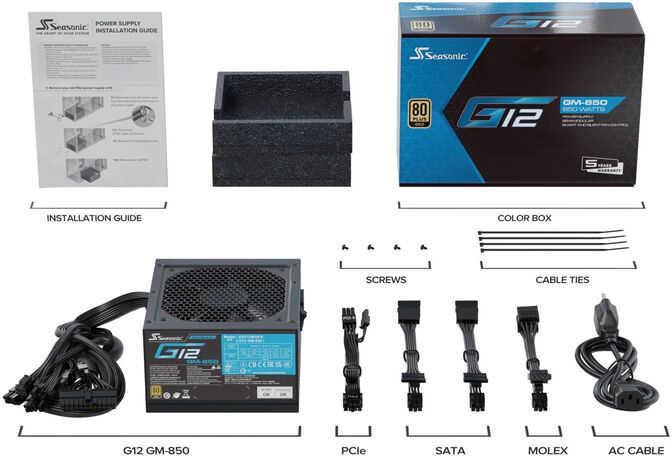 Fonte Seasonic G12 GM-850W 80+ Gold image number 5