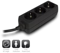 R&eacute;gua Ewent 3 Tomadas 16A Preto