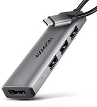 HUB AXAGON HMC-H3A 3x USB-A (2x USB2.0, 1x USB3.0) + HDMI 4K 30Hz, 3.2 Gen 1 , metal, 15cm USB-C cable
