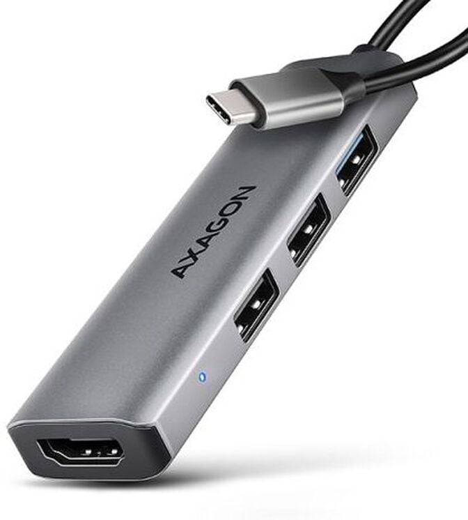 HUB AXAGON HMC-H3A 3x USB-A (2x USB2.0, 1x USB3.0) + HDMI 4K 30Hz, 3.2 Gen 1 , metal, 15cm USB-C cable image number 0