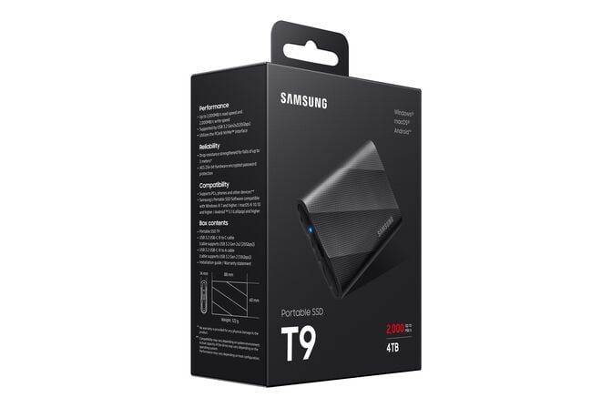SSD Externo Samsung Portable T9 4TB USB3.2 Gen2 Preto (2000/1950MB/s) image number 9