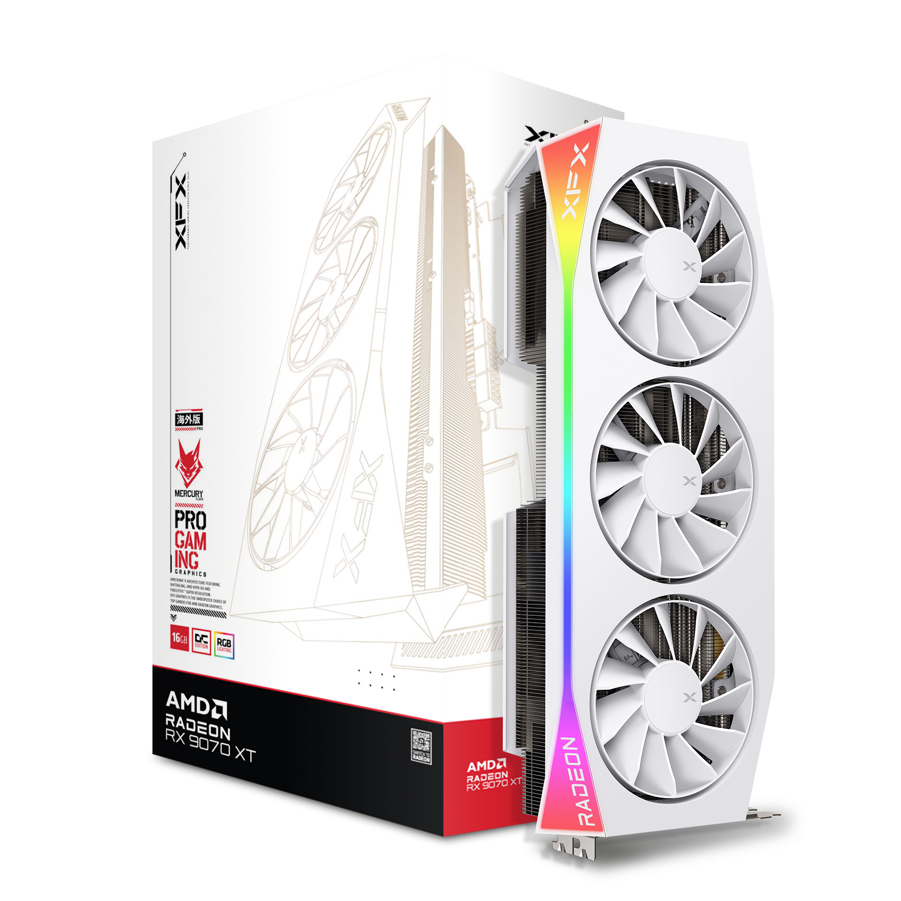 Gr&aacute;fica XFX Radeon RX 9070 XT Mercury OC Gaming White Triple Fan 16GB GDDR6
