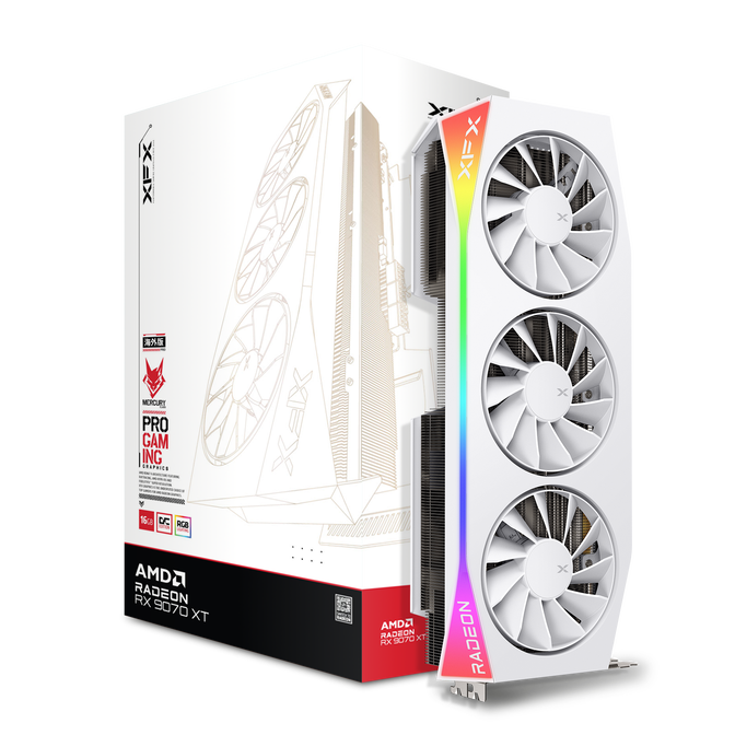 Gr&aacute;fica XFX Radeon RX 9070 XT Mercury OC Gaming White Triple Fan 16GB GDDR6 image number 0