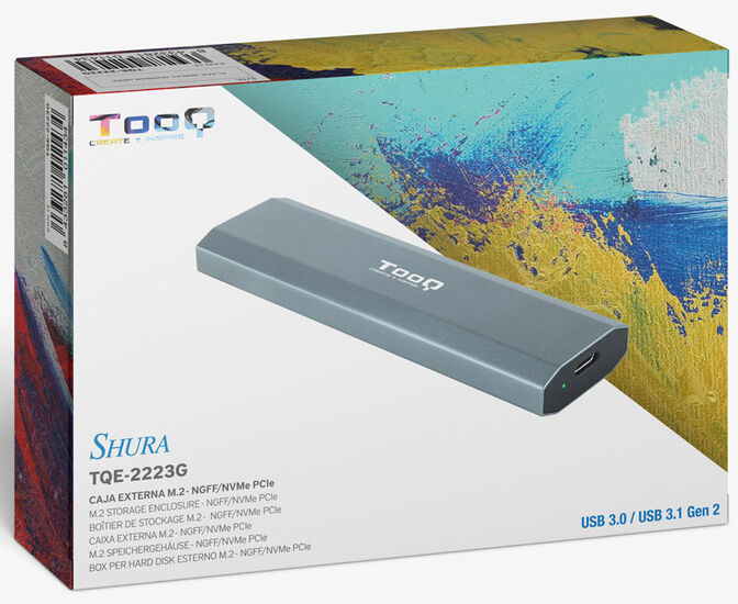 Caixa SSD Tooq M.2 NGFF/NVMe SSD USB 3.1 Gen 2 Cinza image number 1