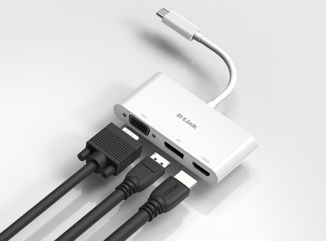 HUB USB D-Link USB-C Macho > 1 x HDMI + 1 x DisplayPort + 1 x VGA image number 1