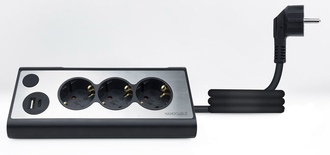 R&eacute;gua Nanocable 3 Tomadas / 2x USB ( USB-C / USB-A ) Preto image number 2