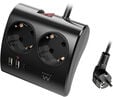 Tomada Ewent EW3871 Desktop Power Strip 2 Tomadas Schuko 16A + 2 USB-A + 1USB-C 1.5m Preta image number null