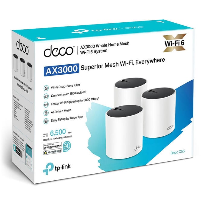 Sistema Mesh TP-Link Deco X55 AX3000 Whole-Home Mesh Wi-Fi 6 System (Pack 3) image number 4