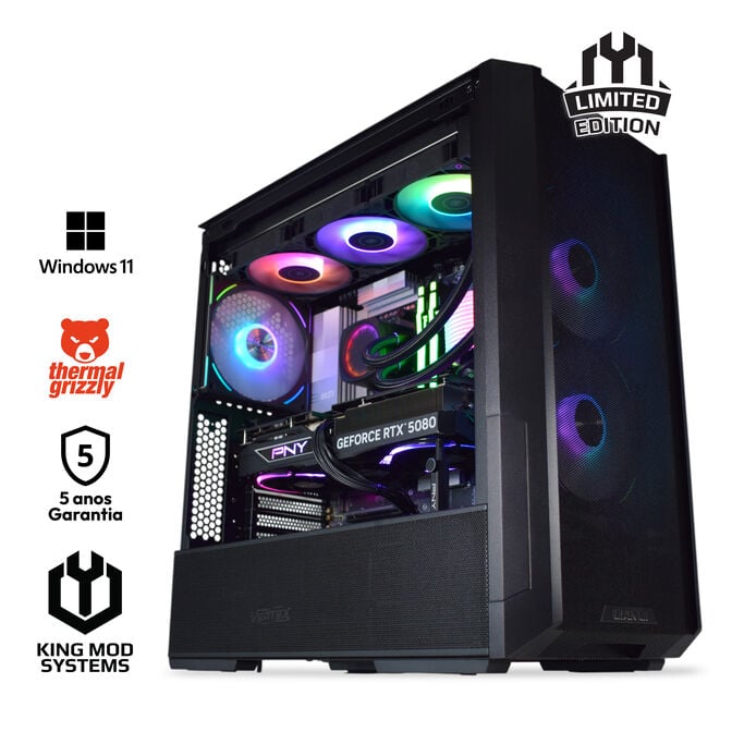 Computador King Mod Limited-PC Ryzen 7 9800X3D 64GB DDR5 2TB RTX 5080 WiFi W11 Bonus