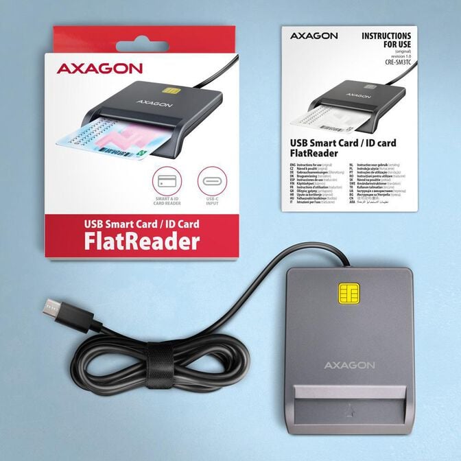 Leitor de cart&otilde;es AXAGON CRE-SM3TC USB-C Smart card FlatReader image number 4