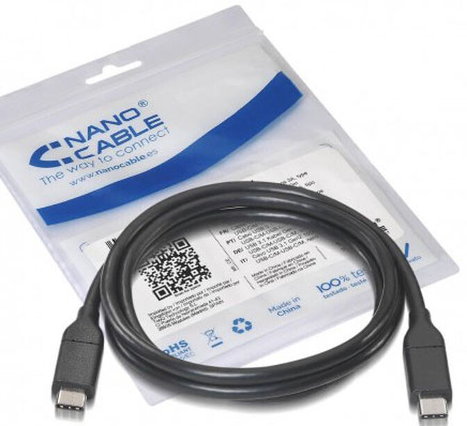 Cabo USB 3.1 GEN2 10Gbps 5A Nanocable USB-C M/M 1.0 M Preto image number 3
