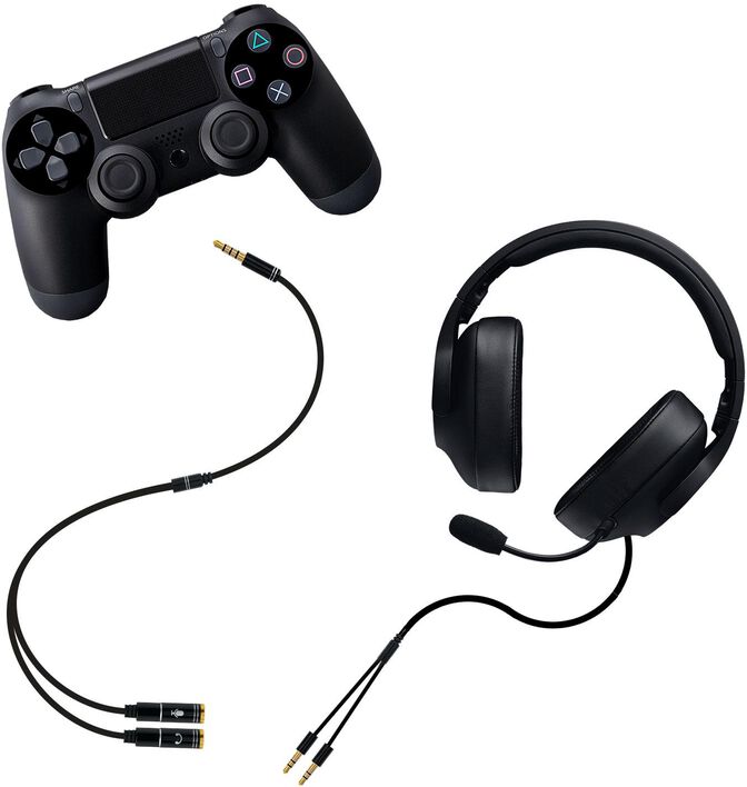 Cabo de Divis&atilde;o &Aacute;udio Nanocable Jack 3,5/M 4 PINOS 2x Jack 3,5/H 3 PINOS 30 CM Preto image number 1