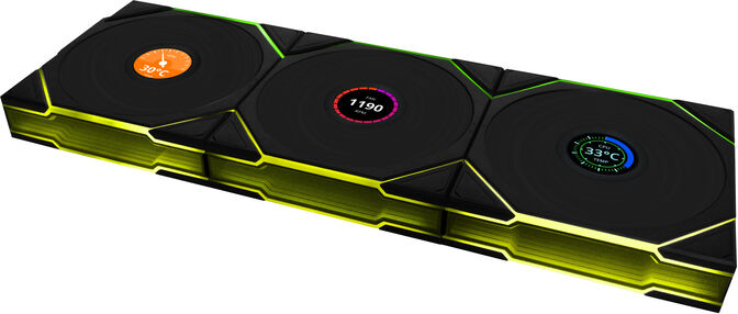 Ventoinha Lian Li UNI FAN TL120 LCD Wireless RGB PWM Preto 120mm (Pack 3) image number 3