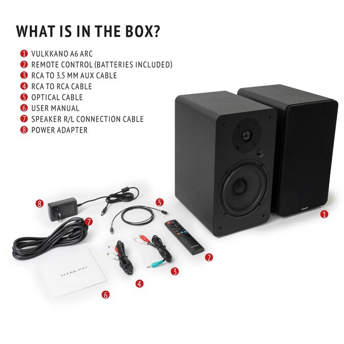Colunas Hi-Fi Vulkkano A6 ARC 80W Bluetooth HDMI ARC Pretas image number 4