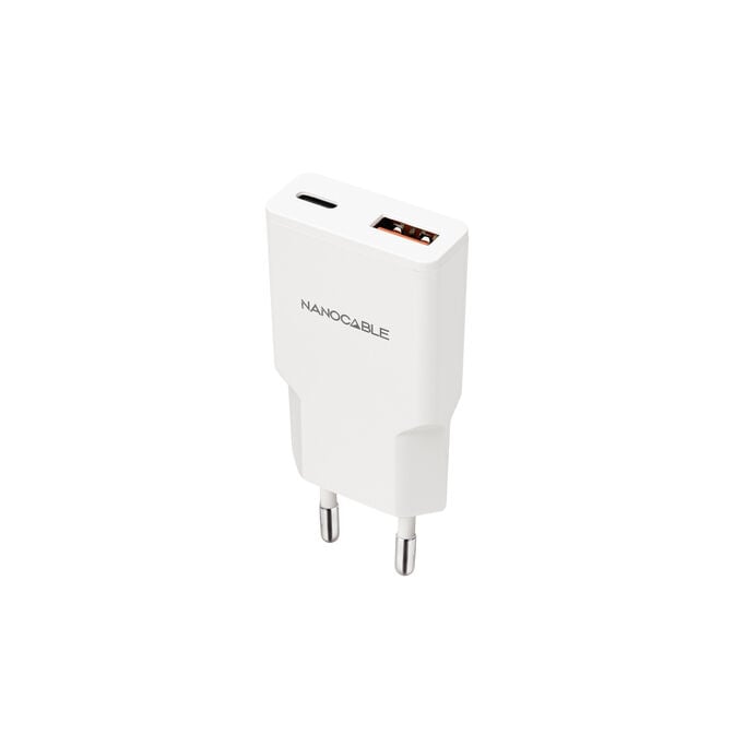 Carregador Nanocable USB-C/PD + USB-A/QC 30W, Branco image number 0