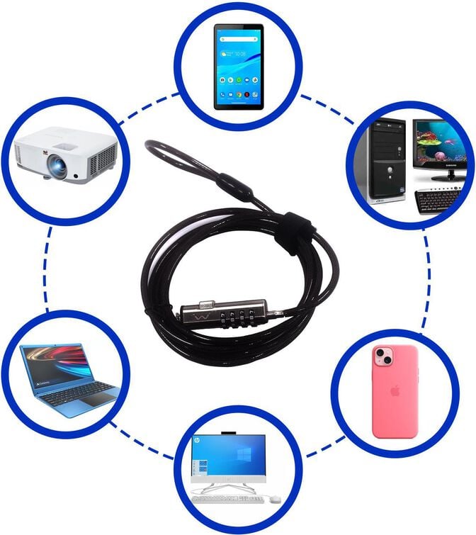 Cabo/Cadeado de Seguran&ccedil;a Ewent EW1238 NanoSaver 1.8m com C&oacute;digo image number 2