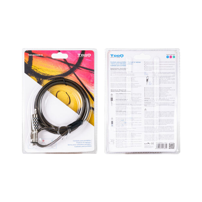 Cabo de Seguran&ccedil;a para Port&aacute;til tipo NANO com Combina&ccedil;&atilde;o 1.5M Cinzento Escuro image number 1