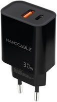 Carregador Nanocable USB-C/PD + USB-A/QC 30W Preto image number null