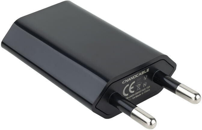 Mini Carregador USB Nanocable 5V/1A Preto image number 0