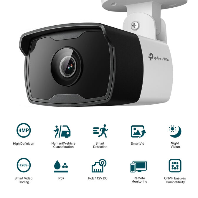 C&acirc;mara de Seguran&ccedil;a de Rede TP-Link VIGI C340I 2.8mm 4MP IR Exterior PoE Bullet QHD 1440p IP67 image number 1