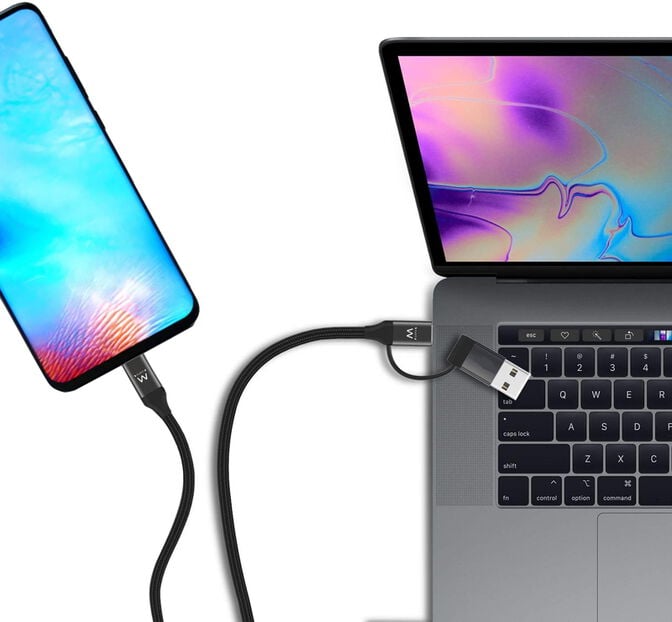 Cabo de Carregamento Ewent EW9918 USB-C 2 em 1 image number 2