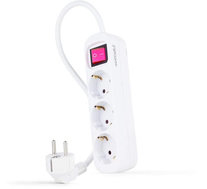 R&eacute;gua Nanocable 3 Tomadas c/ switch 1.4 M Branco image number 0