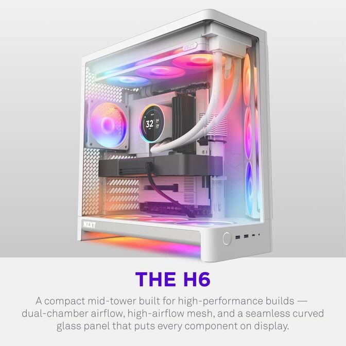 Caixa ATX NZXT H6 Branca Vidro Temperado image number 1