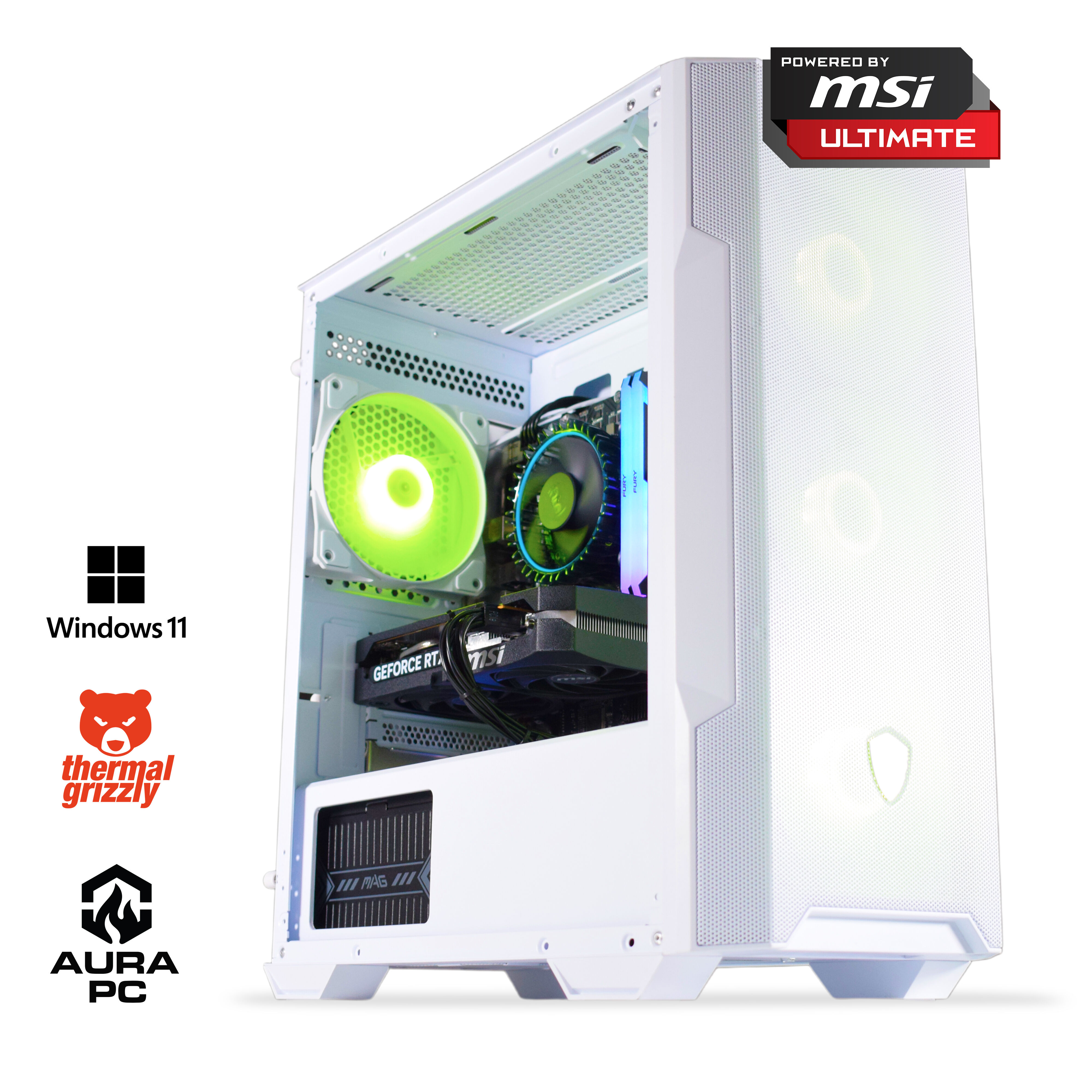 Computador AURA Gamer-PC Powered by MSI Intel i5 12400F 16GB DDR4 1TB RTX 5050 WiFi W11