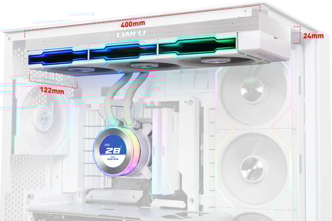 Water Cooler CPU AIO Lian Li HydroShift II LCD-C 360TL Wireless Branco - 360mm image number 2