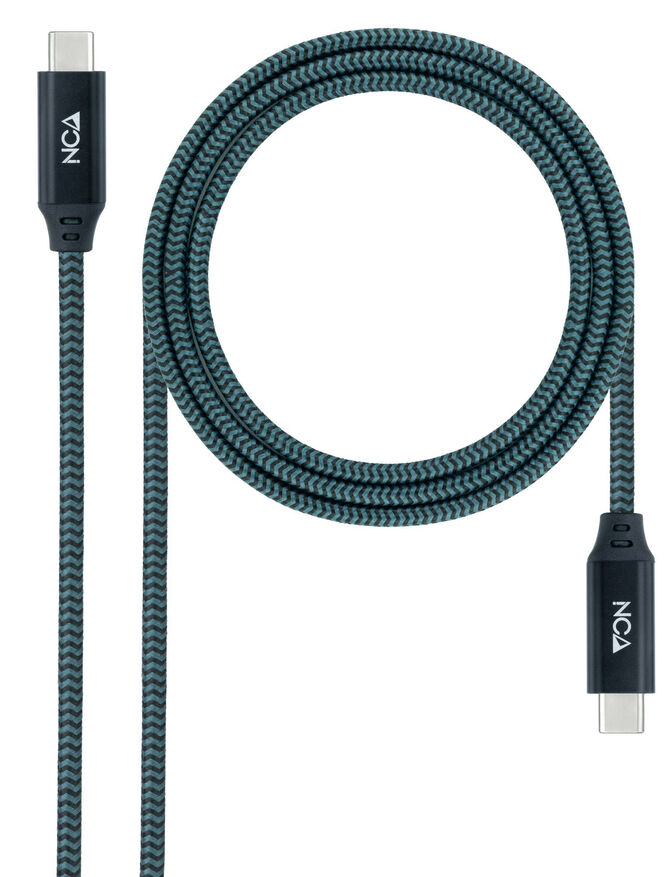 Cabo USB 3.2 Gen2x2 Nanocable 20Gbps 5A/100W 4K@60Hz USB-C M/M 1 M Cinzento/Preto image number 0
