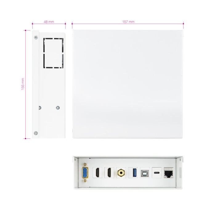 Caixa de liga&ccedil;&otilde;es multim&eacute;dia de parede Nanocable VGA + 2x HDMI + JACK 3,5 mm + 1x USB-C 10G + 1x USB-B 2.0 + 1x USB-A 3.0 + 1x RJ45 Cat.6A STP Branca image number 4
