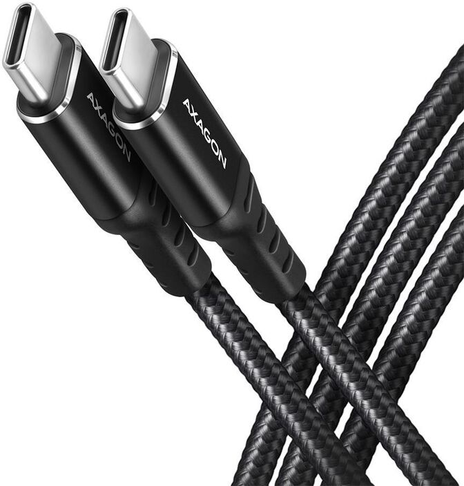 Cabo de carregamento AXAGON BUCM3-CM30AB cable USB-C  <-> USB-C 3.2 Gen 1, 3m, PD 60W, 3A, ALU, braid, Preto image number 0