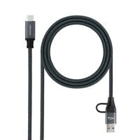 Cabo USB 3.2 Gen2x2 Nanocable 20Gbps 5A/100W 4K/60HZ USB-C M/USB-A/M 3 M Cinzento/Preto