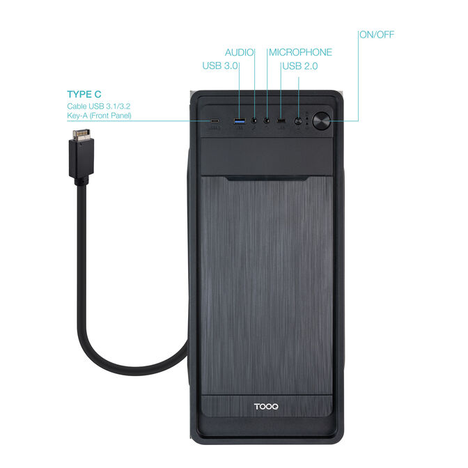 Caixa Midi Tower Tooq PRISMA ULTRA C/Fonte Alimenta&ccedil;&atilde;o 500W USB-C image number 1