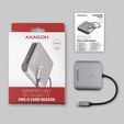 Leitor de cart&otilde;es AXAGON CRE-S3C External card reader USB-C 3.2 Gen 1, 3-slot & lun SD/microSD/CF, UHS-II image number null